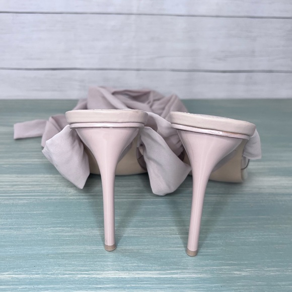 Public Desire Clear Nude Lace Up Pointed Gold Toe Stiletto Size 7 💗 - Picture 6 of 6